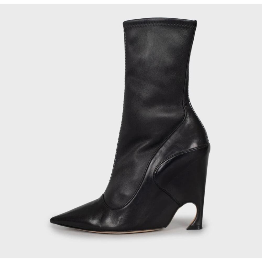 Christian Dior Black Leather Pointed Ankle Boots - EU 39.5